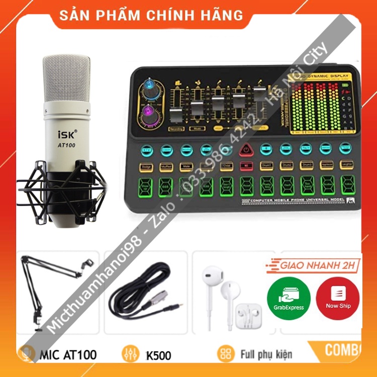 Trọn Bộ Sound Card K500 Kèm Mic ISK AT100 . Chất Âm Sáng , Hát Cực Nhẹ , Dễ Dàng Lắp Đặt . Bảo Hành 12 Tháng