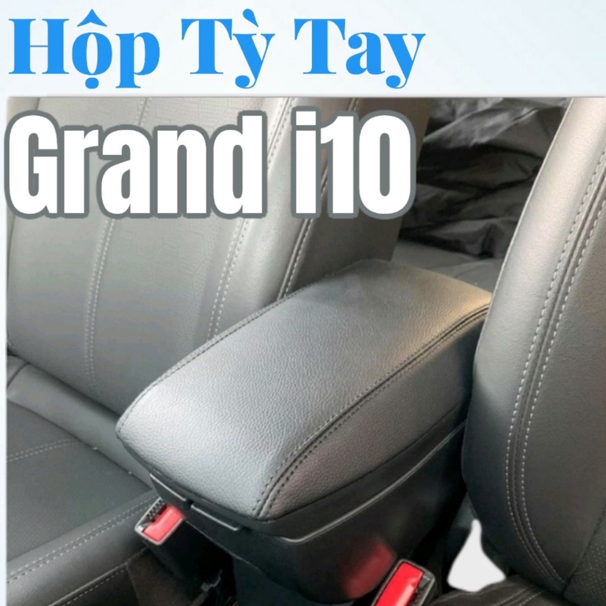 Hộp tỳ tay xe Grand I10 2022 2023 cao cấp màu đen M03 có cổng sạc USB tiện lợi, lắp đặt dễ dàng