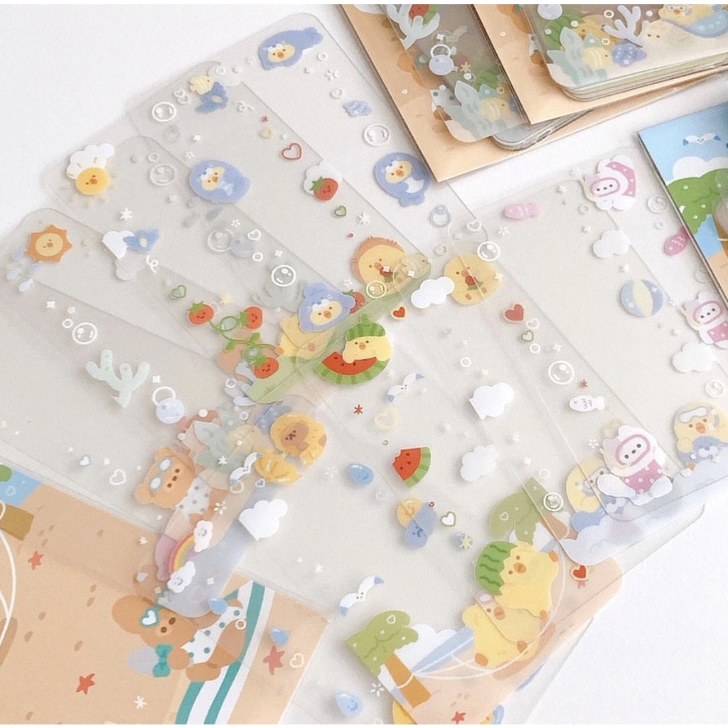 Frame OKIKI Phone Screen & Summer - Pack 10c Ảnh Trong Suốt Trang Trí Photocard Bo Góc Dễ Thương