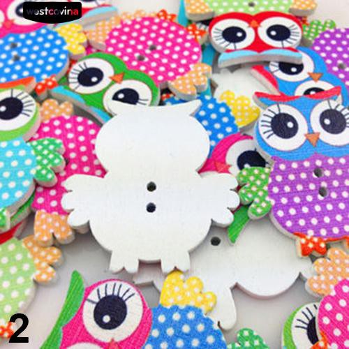 Bộ 10 Nút Gỗ Hình Cú Ngộ Nghĩnh dùng trong may vá