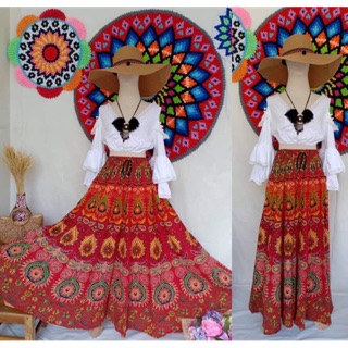 Chân váy họa tiết boho