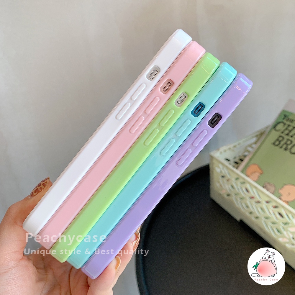 Ốp điện thoại bằng PC cứng trong suốt màu kẹo ngọt thích hợp cho Apple iPhone 13 12 11 Pro Xs Max Xr X 7 8 Plus