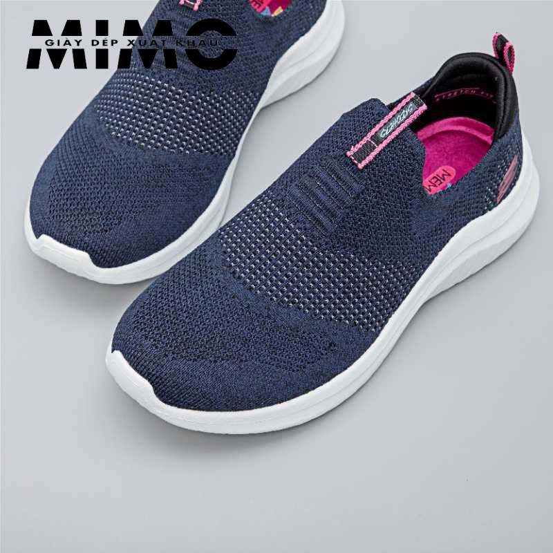 Giày thể thao Skechers 4 vạch xanh navy, giày đi bộ siêu êm mềm nhẹ, bền đẹp, chống trơn trượt cho nữ