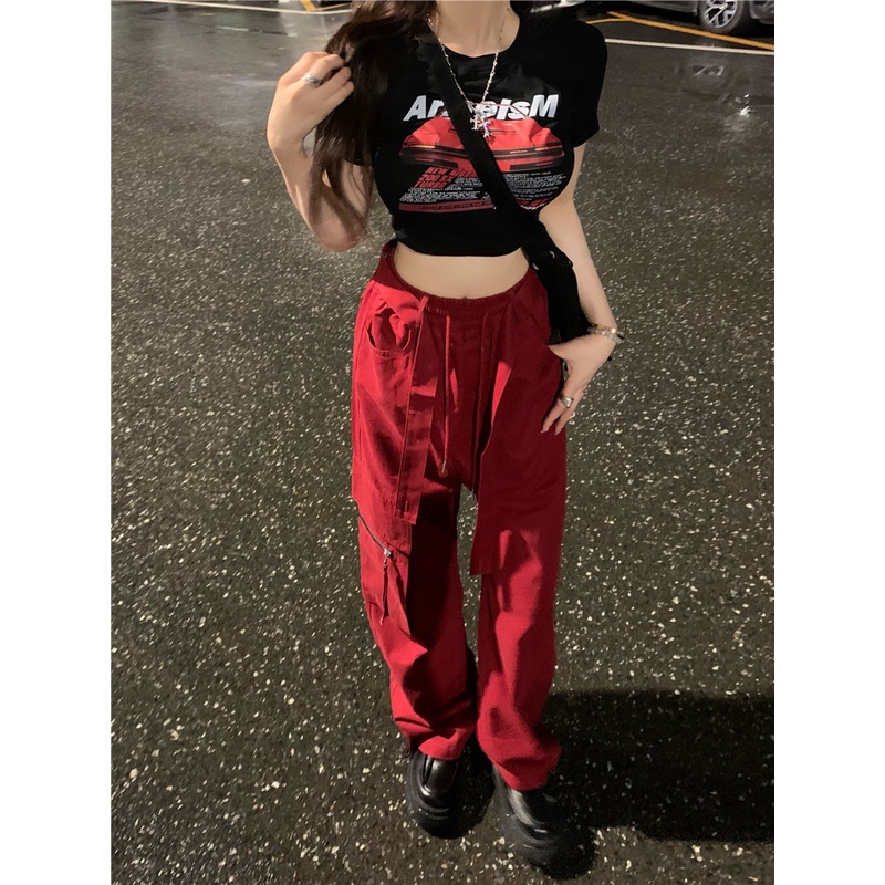 Quần Jean Nữ Ống Rộng Lưng Cao Phong Cách retro Mỹ Cá Tính