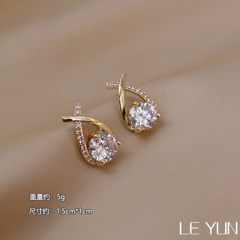 Khuyên tai Pure Cube đính đá zircon lấp lánh sang trọng thời trang cao cấp dễ phối đồ cho nữ