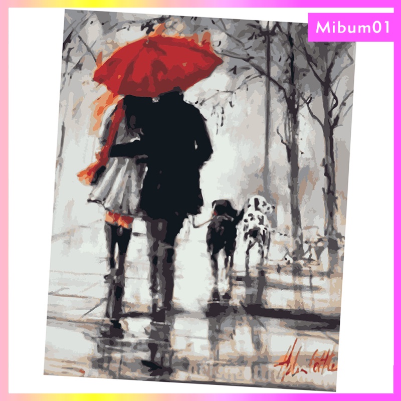 Frameless Pictures Oil Paint DIY Painting By Numbers Kits Wall Art Craft Handpainted Home Decoration For Living Room - Walking In The Rain