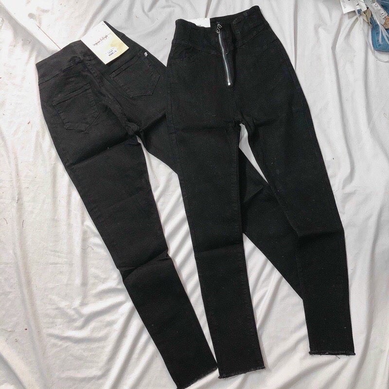 Quần jeans cạp siêu cao khoá dài tôn dáng kèm ảnh thật
