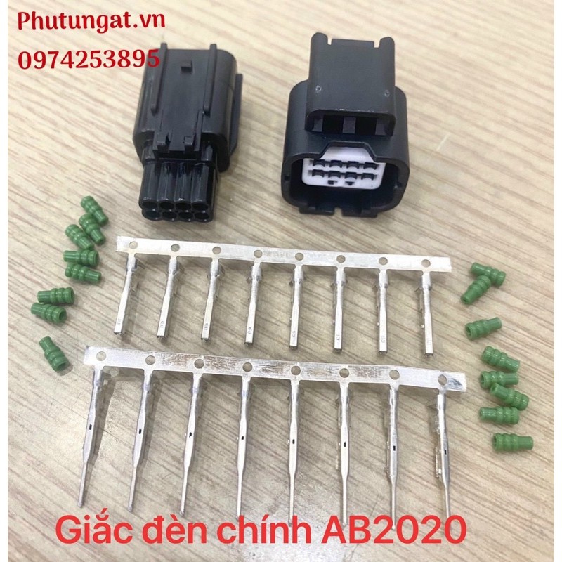 Bộ giắc chống nước 8p_Bộ giắc đèn chính AB2020 ( 1 bộ )