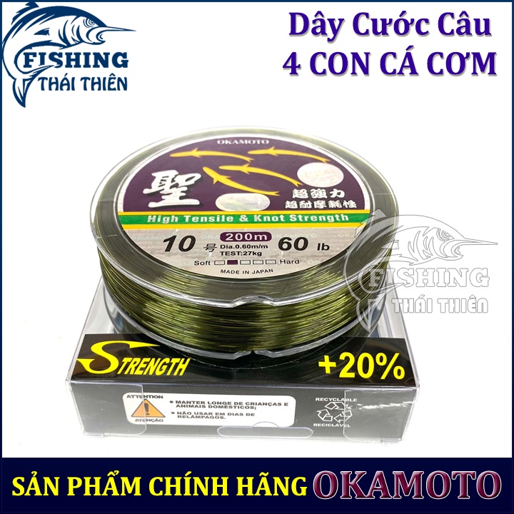 Dây Cước Câu 4 Con Cá Cơm Chính Hãng Okamoto Nhật Bản Cuộn 250m Made In Japan