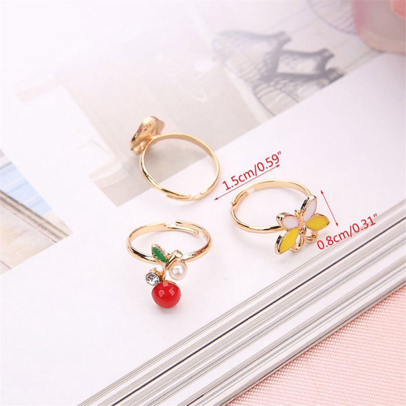 Set 5 nhẫn đồ chơi thiết kế trang trí hoạt hình dễ thương cho bé