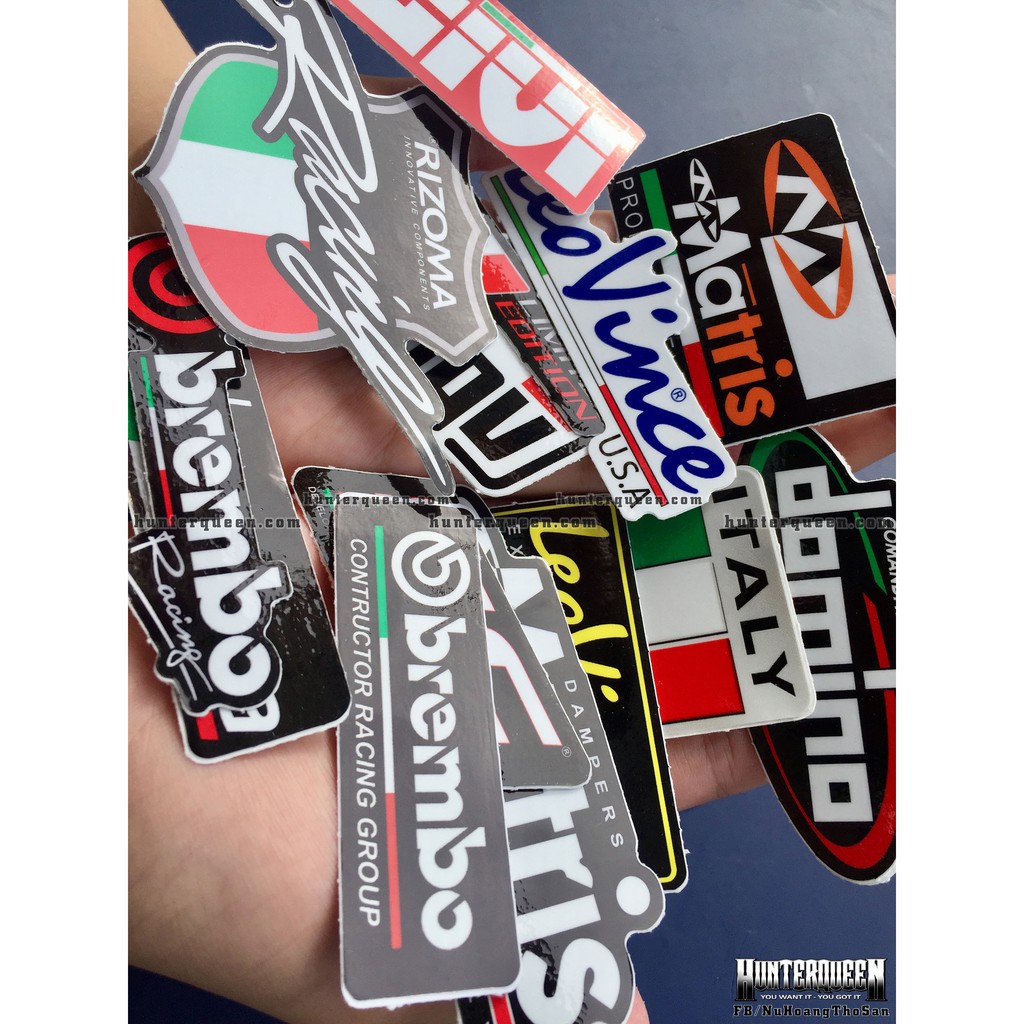 Bộ 15 logo sắc màu cờ Ý, decal dán xe máy, nón bảo hiểm... Sticker chống nước, bền màu. Hình dán đẹp
