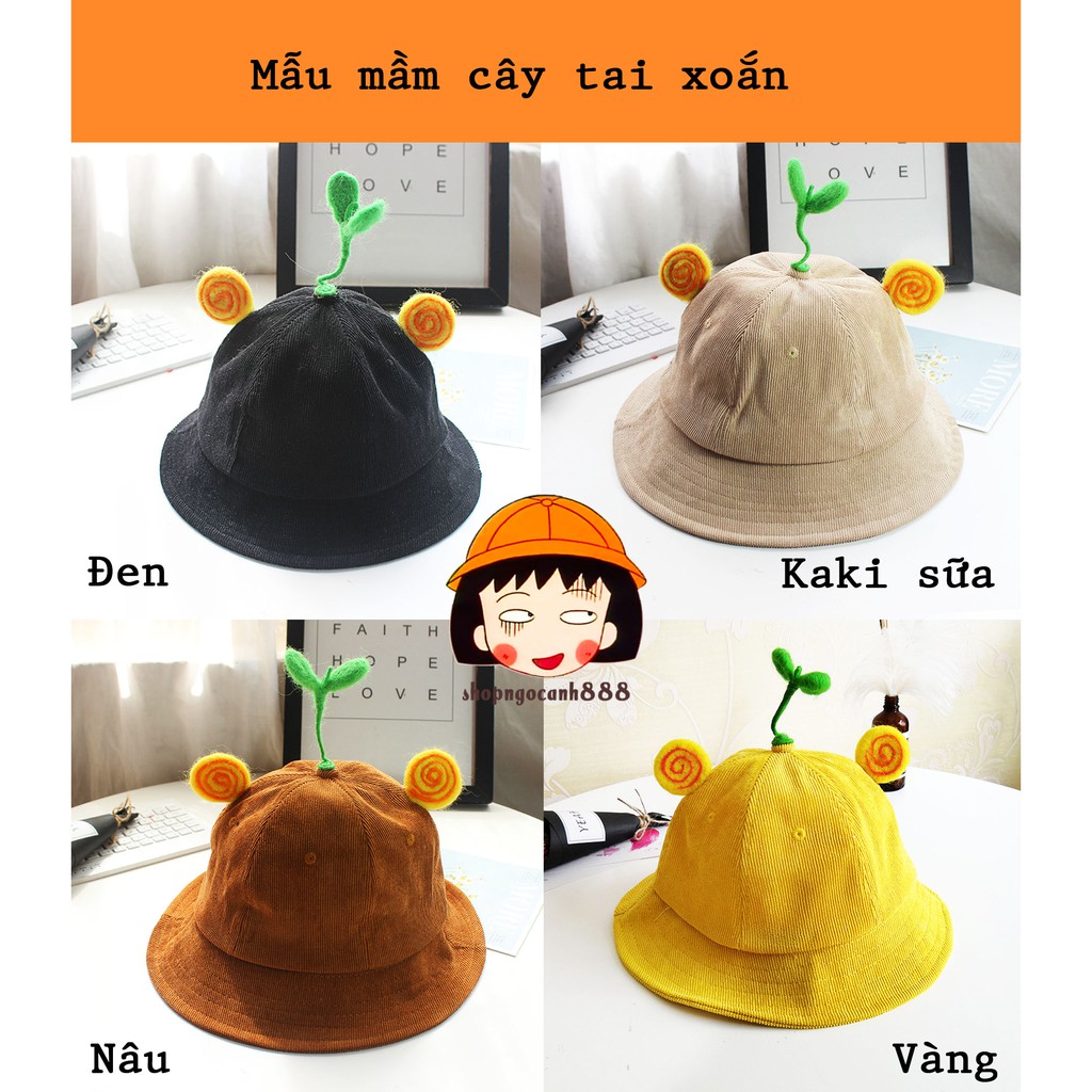 [Full 28 Mẫu Nam Nữ Tự Chọn] Mũ Nón Maruko 3D Rộng Vành Nhiều Kiểu Mầm Cây Bucket Hat Ulzzang Kaki Nhung Siêu Cute ^^