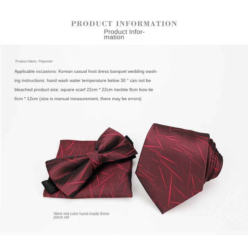 Bộ Cà Vạt + Khăn Tay + Nơ Phong Cách Hàn Quốc Lịch Lãm Cho Chú Rể