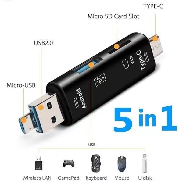 Đầu Đọc Thẻ Nhớ OTG Usb 2.0 5 Trong 1 Đa Năng