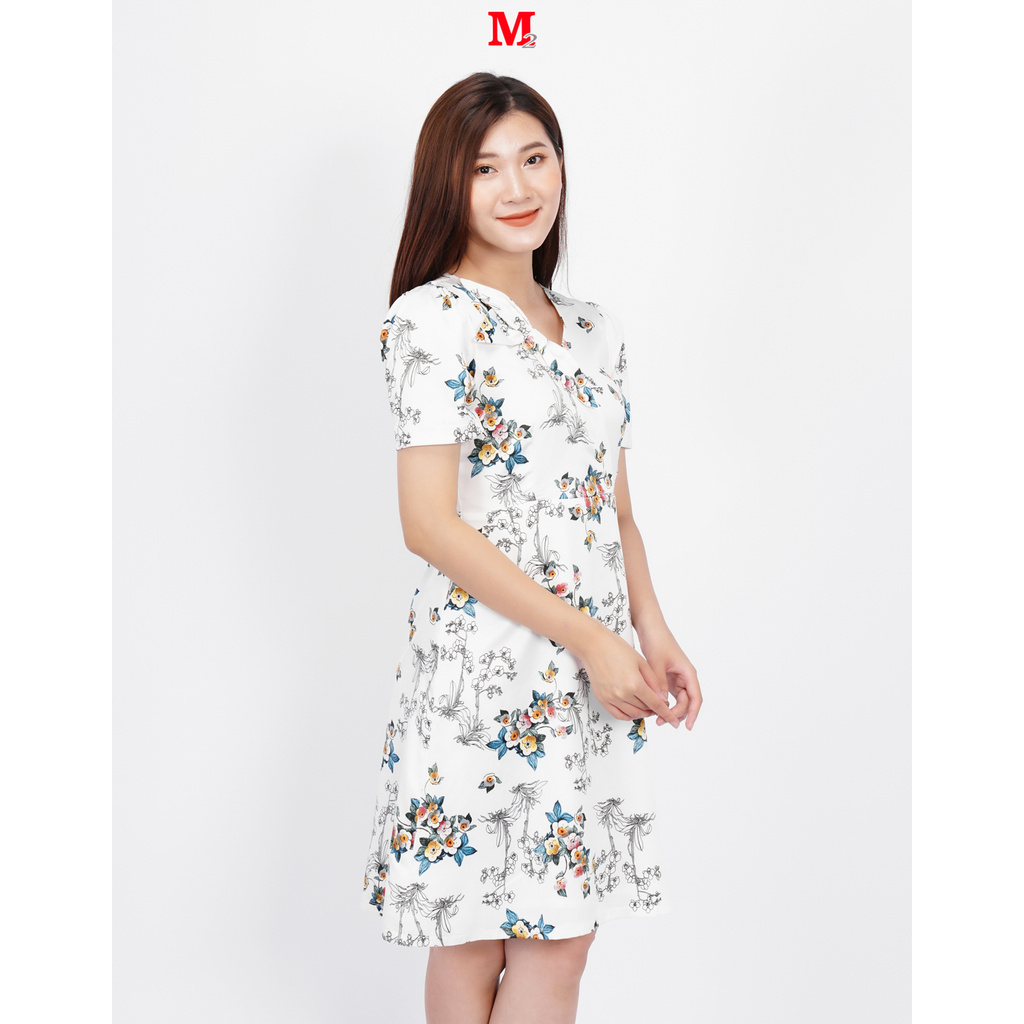 Váy nữ xòe cổ V nơ DG21V012 Thời trang M2