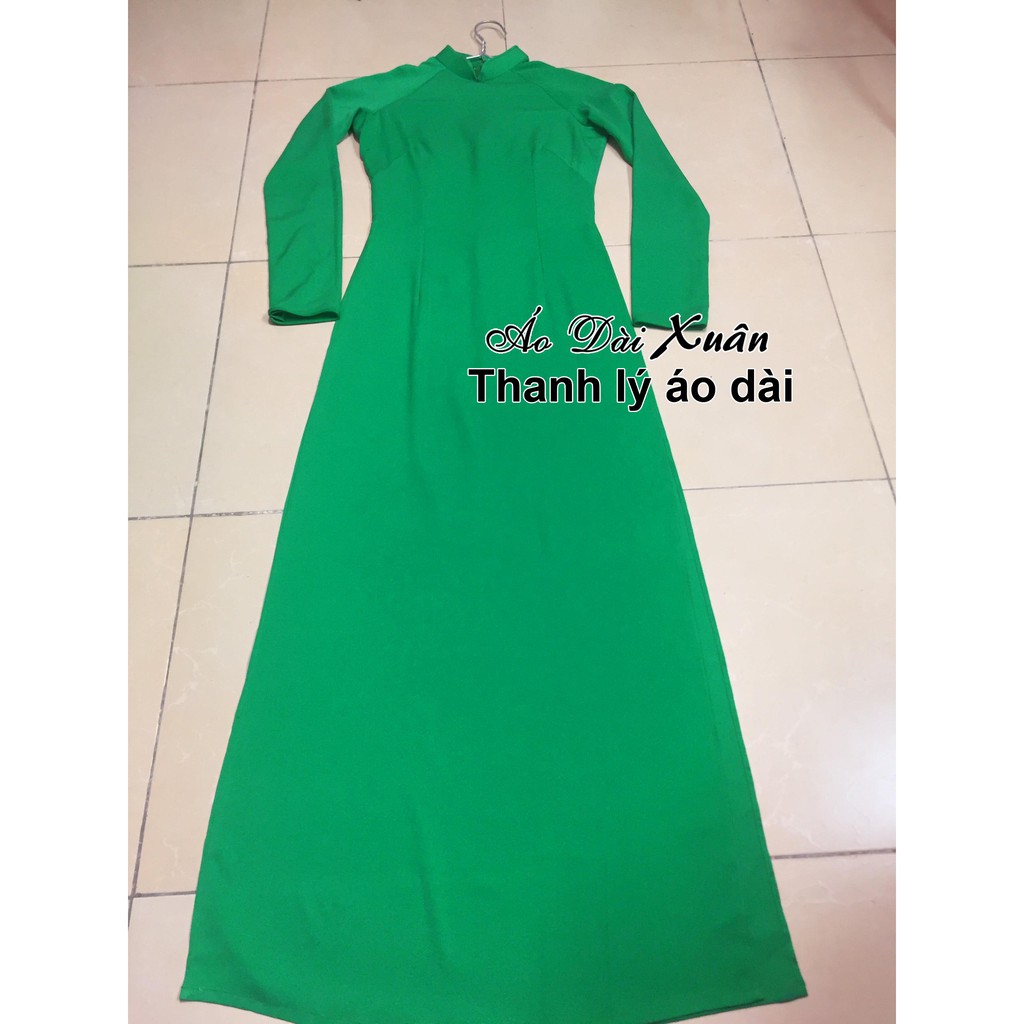 Áo dài xanh là cây trơn vải lụa co giãn cỡ S cỡ M thanh lý áo dài giá rẻ