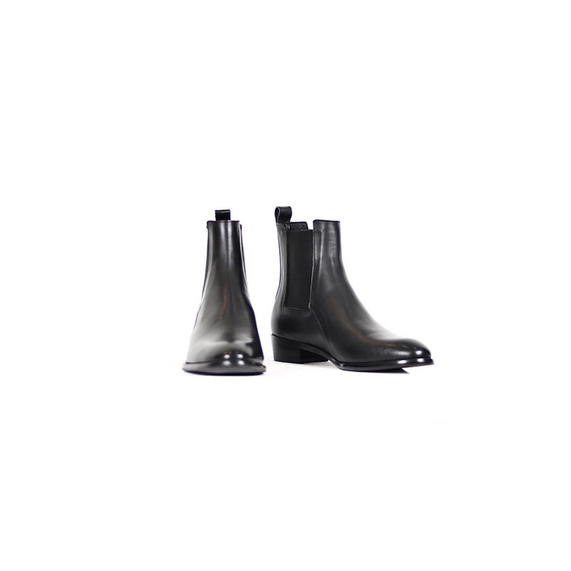 Giày Nam Chelsea boot cổ cao, gót gỗ cao 5cm, Tặng lót tăng chiều cao đệm khí