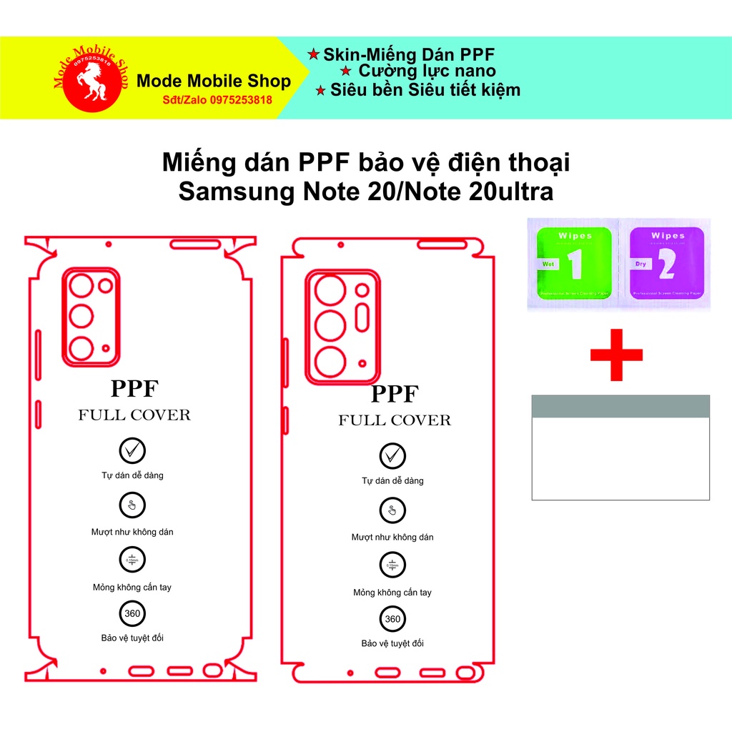 Samsung Note 20/Note 20unltra Miếng dán PPF bảo vệ màn hình và thân máy