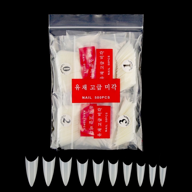 Móng nối nhọn ( túi 500 móng - MẦU ĐỤC )