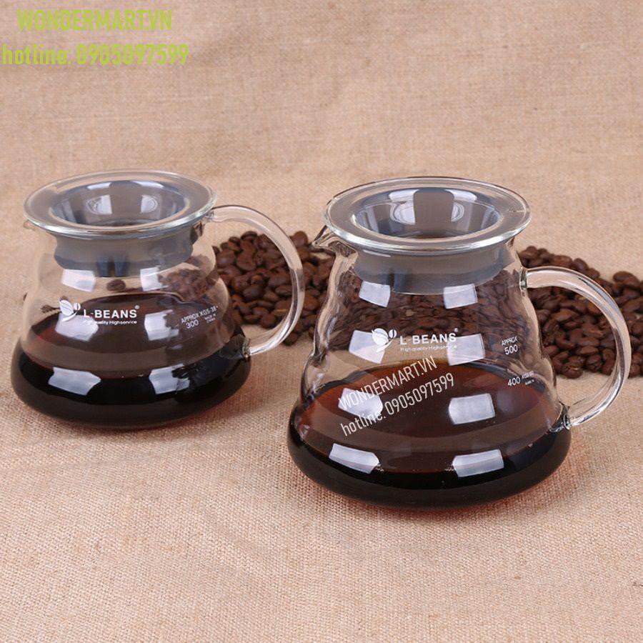 Bình Chứa Cà Phê V60 L-Beans Thủy Tinh cao cấp 360ml – 600ml