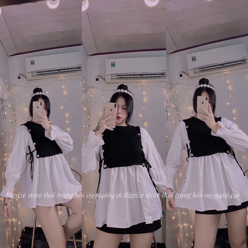 ÁO PEPLUM PHỐI NÚT [ BIGSIZE 60-90KG ]