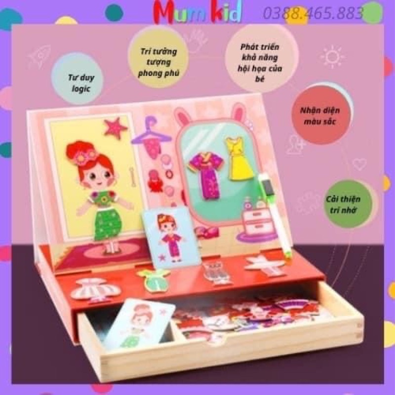 Đồ chơi bé gái🌈 Tranh ghép nam châm trang phục bé gái🌈Thay trang phục công chúa