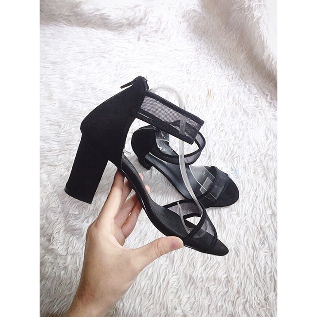 [ẢNH THẬT] Giày cao gót sandal 7 phân quai lưới __LZ075