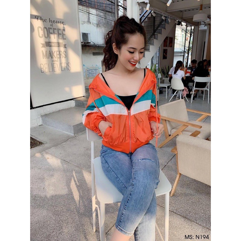 ÁO KHOÁT DÙ NỮ PHỐI MÀU ÁO THỜI TRANG NĂNG ĐỘNG