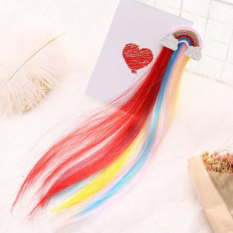 Haha Kẹp Tóc Công Chúa Dài Tua Rua Hình Đám Mây Cầu Vồng Mới Cho Bé Gái G
