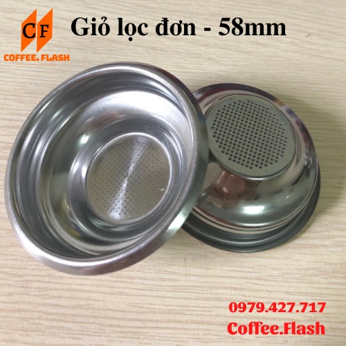 Giỏ Lọc Đơn 58mm - Filter Basket - Chén lọc đơn 58mm cho tay pha máy cà phê