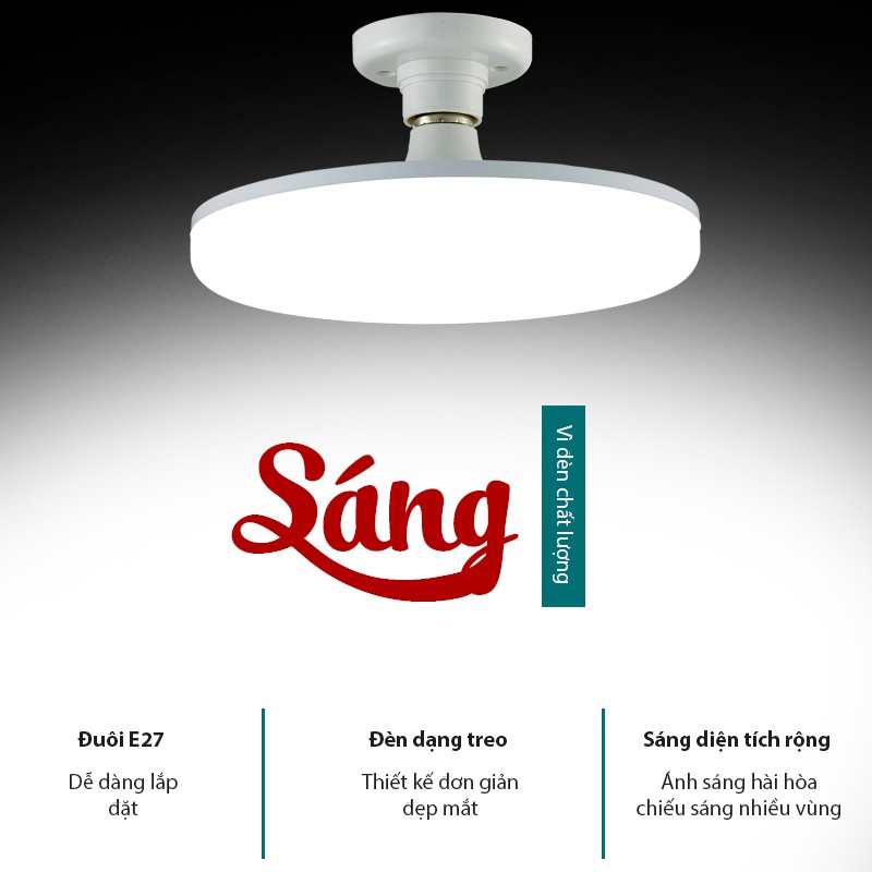 Bóng Đèn Led Tròn Hình Đĩa Bay Tiết Kiệm Điện Công Suất Cao Đuôi E27 Tuổi Thọ Cao Ánh Sáng Trắng Không Gây Chói Mắt E28