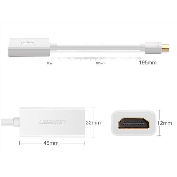Cáp chuyển Mini Displayport to Hdmi - Cáp Thunderbolt to HDMI Ugreen 10460 - Hàng chính hãng