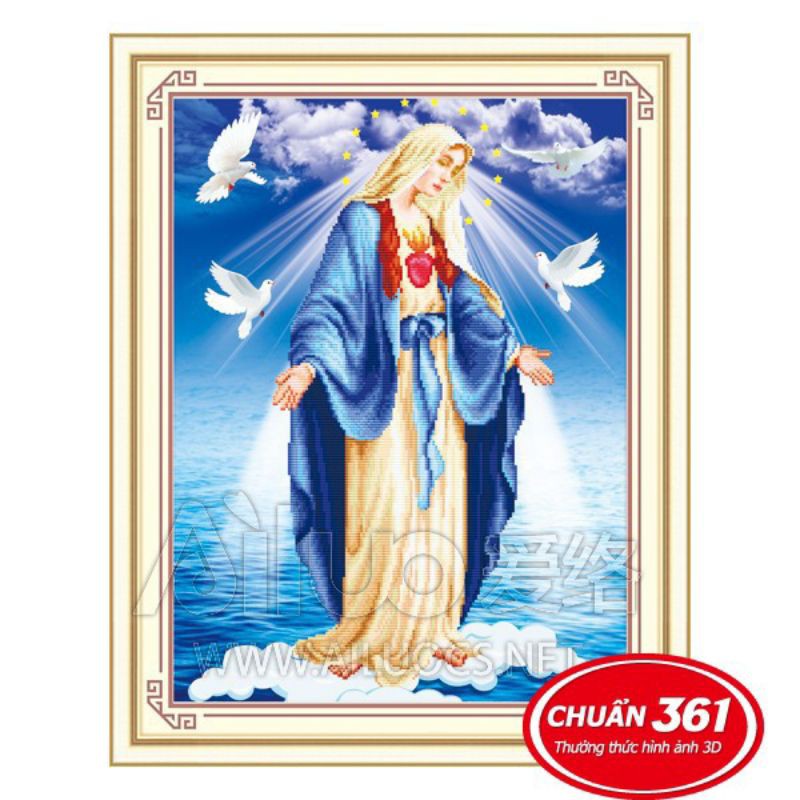 Tranh thêu chữ thập Đức Mẹ 53377 (52*66) chưa thêu