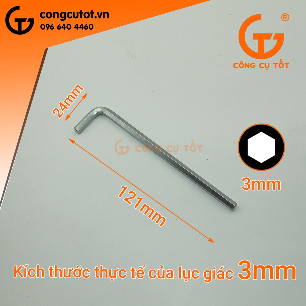 Lục giác lẻ 3mm chữ L 120x20mm thép CrV trắng