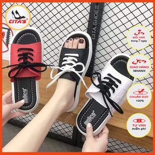 Dép nữ ulzzang quai ngang phối dây buộc - Dép dây nữ giả giày thể thao nhiều màu sắc - Citashoes