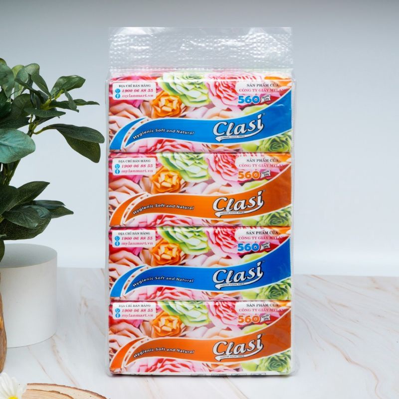 Giấy Clasi Hoa Hồng 3 lớp MYLAN [ TÚI 4 GÓI]