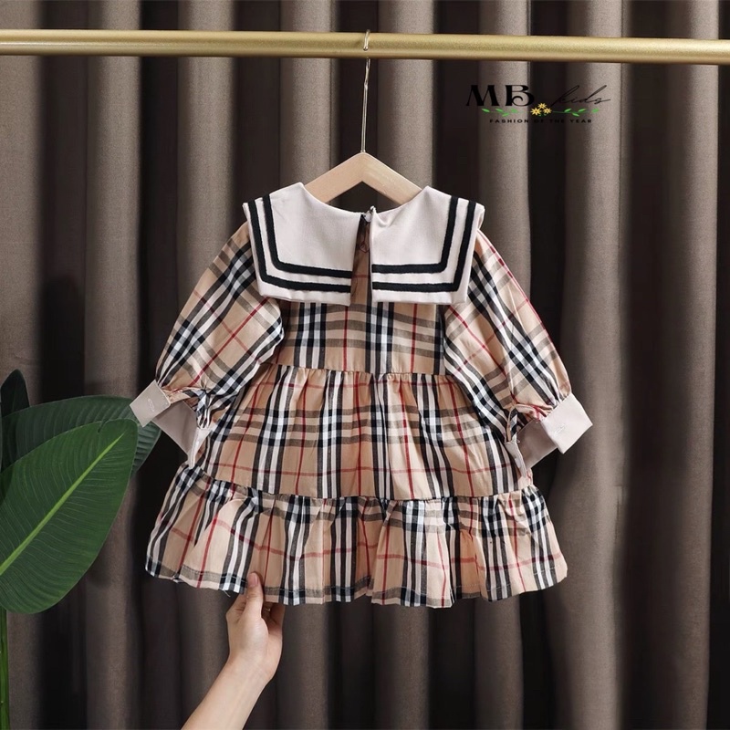 Váy kẻ bbr dài tay cho bé