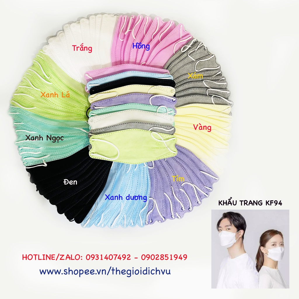 01 cái khẩu trang màu vàng Mask KF94 y tế kháng khuẩn tiêu chuẩn Hàn Quốc có 4 lớp chống dịch người lớn