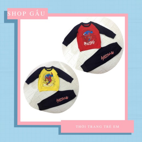 Bộ Siêu Nhân- Người Nhện Dài Tay Cho Bé Vải Cotton Chất Đẹp Cho Bé Trai Sz 2-9T