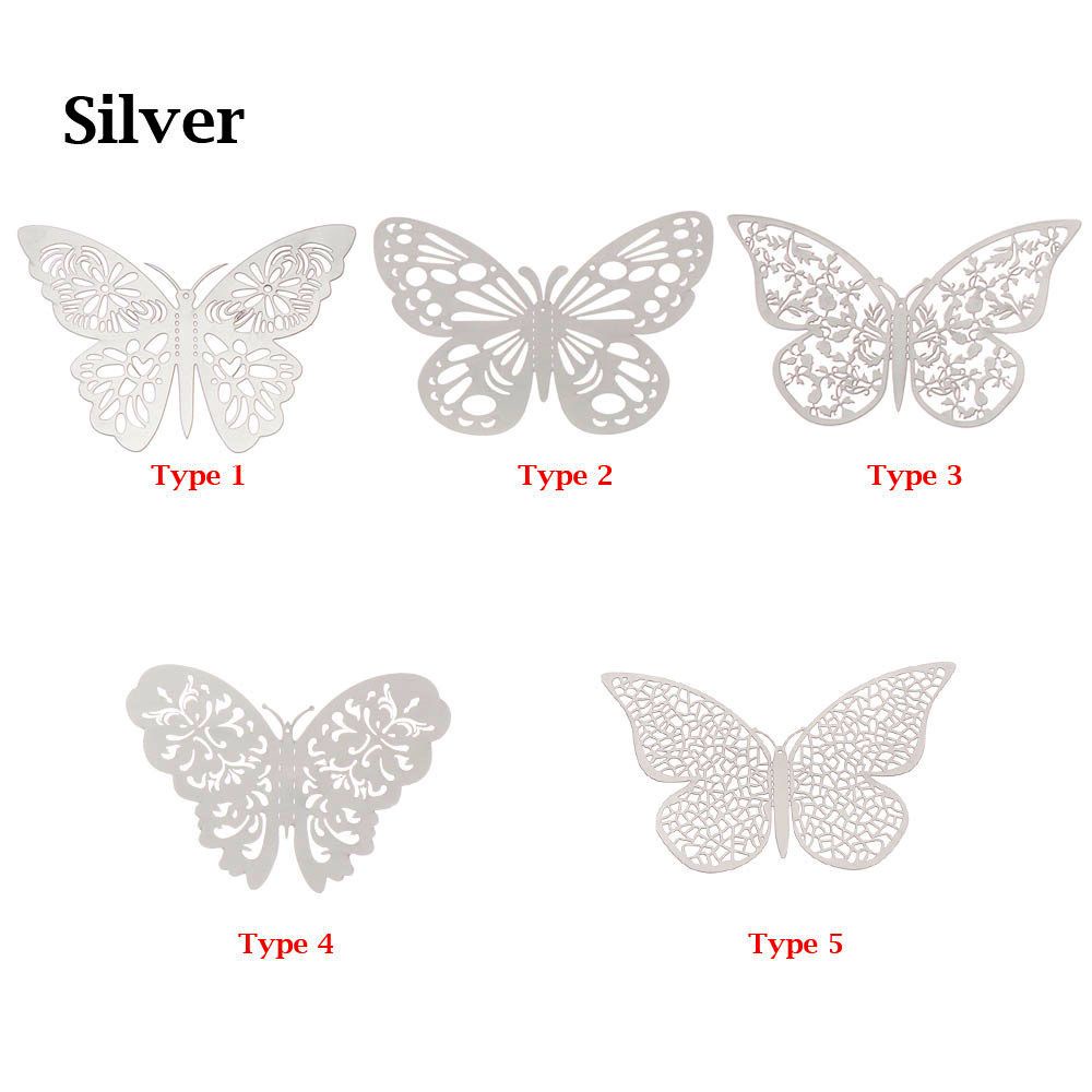 Set 12 Miếng Dán Tường Trang Trí Hình Bướm 3d Nhiều Màu Sắc