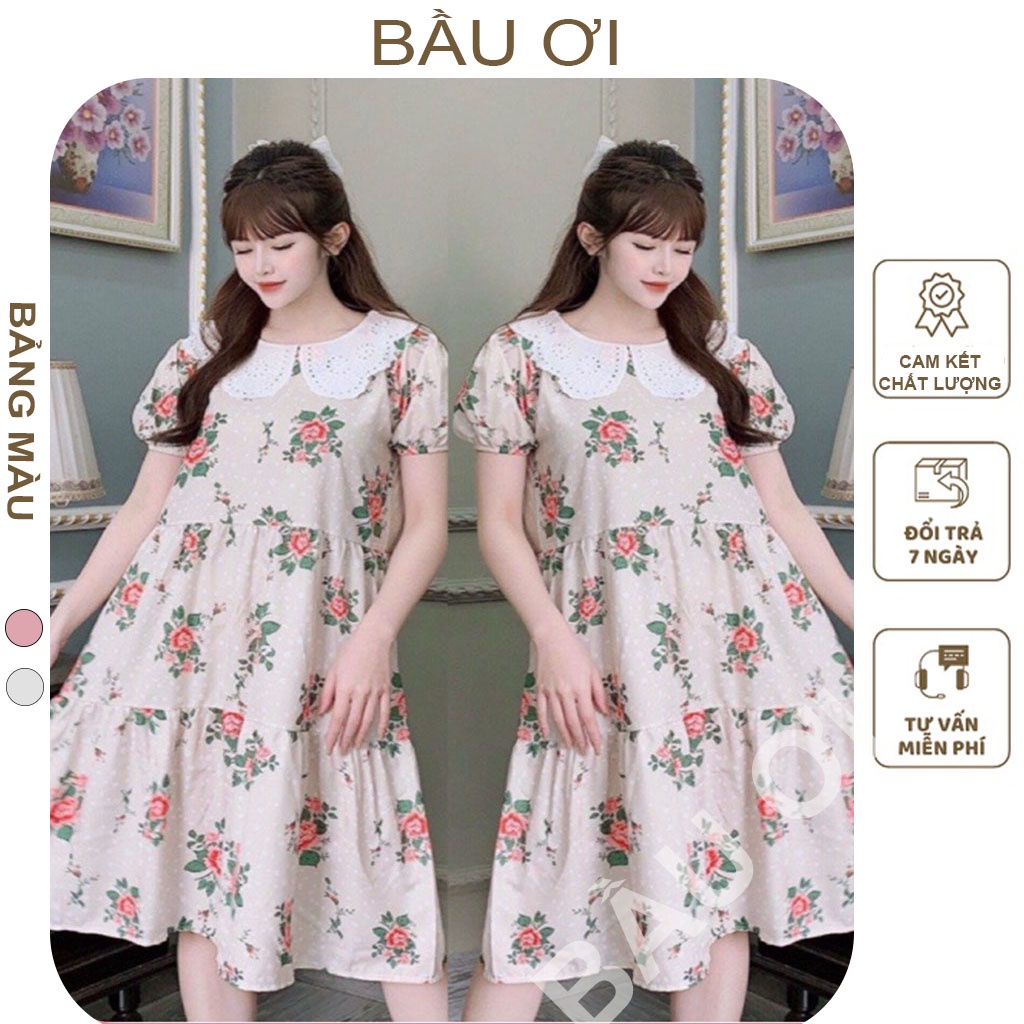 [BAUOII] VÁY BẦU HOA - ĐẦM BẦU THỜI TRANG HÀN QUỐC KIỂU DÁNG BABYDOLL MẶC ĐI LÀM ĐI CHƠI ĐI TIỆC ĐỀU ĐẸP