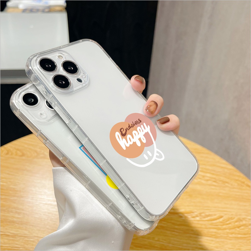 Ốp lưng iphone Ốp điện thoại SUNTAIHO TPU trong suốt in mặt cười thích hợp cho iPhone 13 12 11 Pro Max X XS XR XS Max 8 7 Plus 6 6S