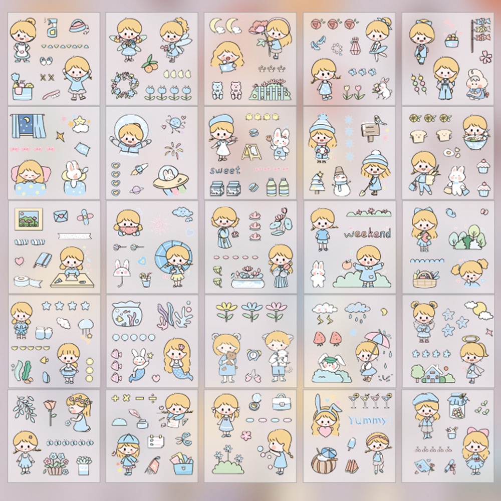 Bộ 100 miếng dán trang trí hình nhân vật hoạt hình dễ thương chống thấm nước cho hộp quà tặng 1