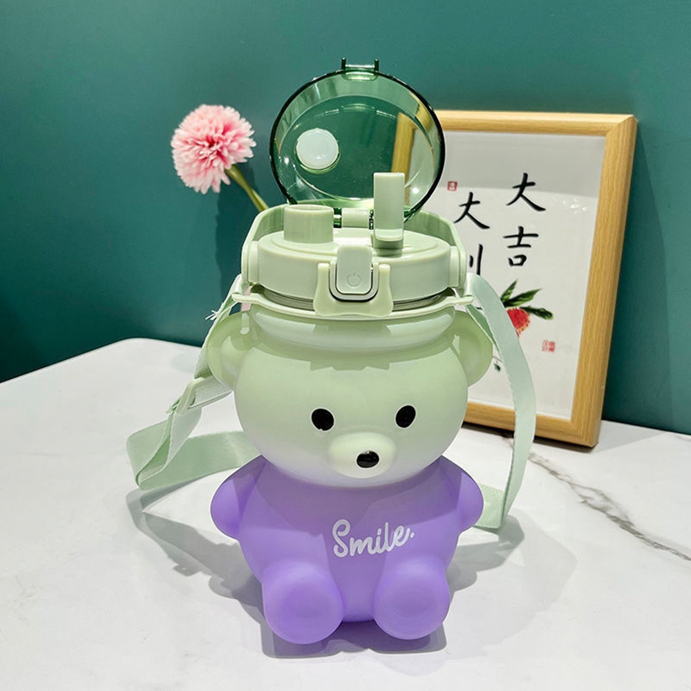 Bình Nước 1100ML 1400ML Kèm Dây Đeo Hình Gấu Hoạt Hình Đáng Yêu