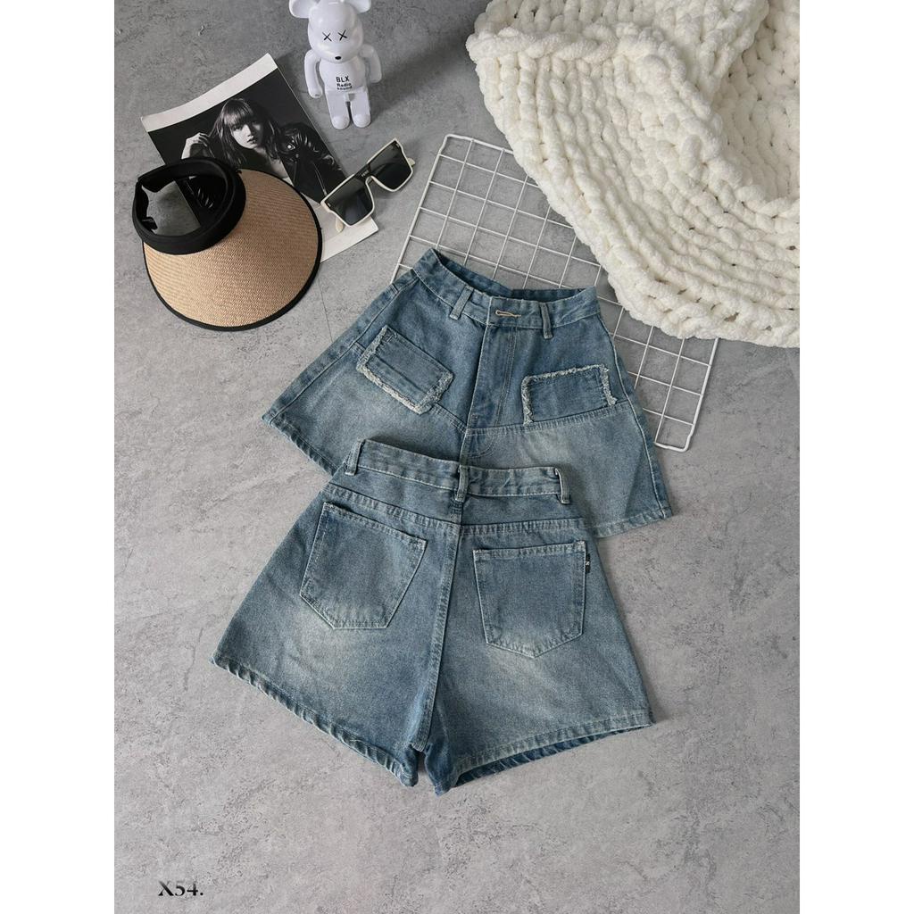 [SODM54]QUẦN SHORT JEAN ĐÙI NỮ LƯNG CAO 2 BẢN CHỮ NHẬT NGƯỢC TUA LAI CUỐN MÀU XANH ĐẬM CỰC MÁT MẺ SIÊU THỜI TRANG CỰC CÁ