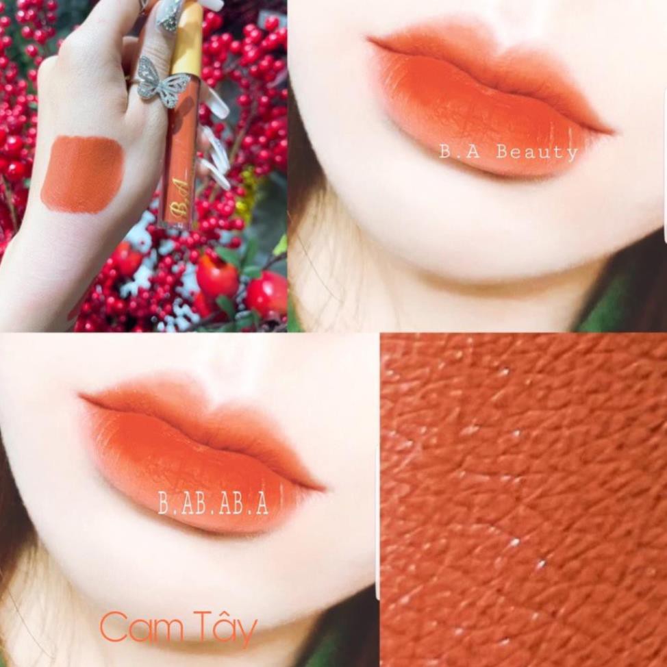 [Cam Tây] Son Kem Lì Nắp Vàng Cao Cấp B.A Màu Cam Tây Mềm Mịn Lâu Trôi Tặng Kèm Dưỡng Môi | BigBuy360 - bigbuy360.vn