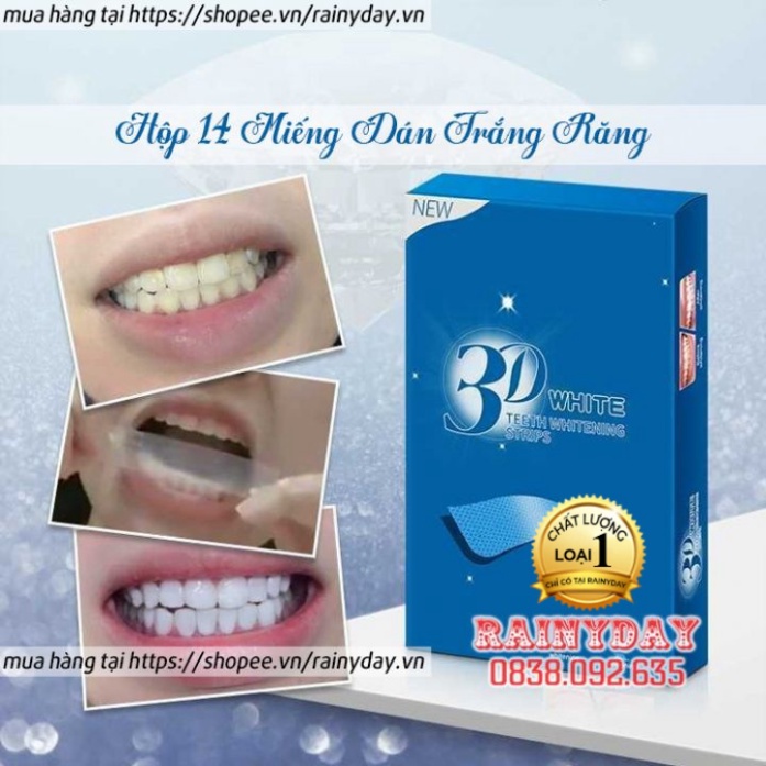 Hộp 14 miếng dán trắng răng tiện lợi 3D White Teeth Whitening Strips dán tẩy trắng răng - 7 gói