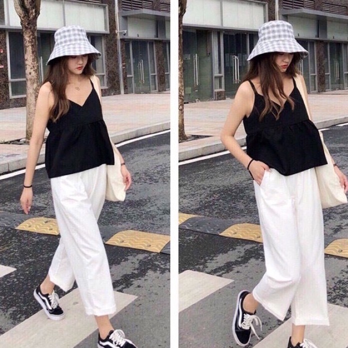 Quần đũi Nhật, ống rộng, dài,Lỡ - Quần culottes đũi ống rộng