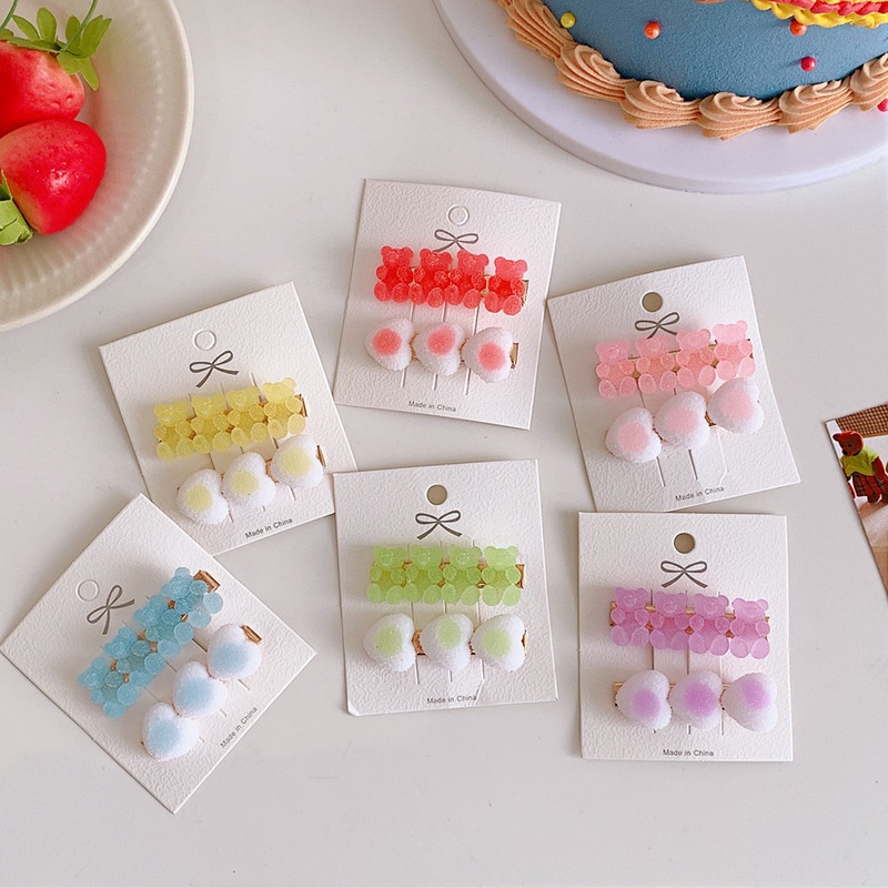 Set 2 kẹp tóc We Flower hình kẹo / gấu / cầu vồng dễ thương xinh xắn cho bé gái