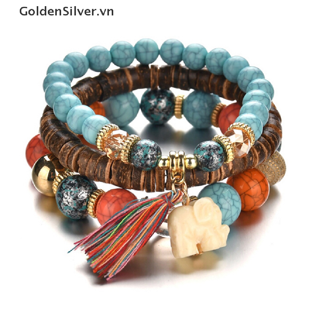 Set 3 Vòng Tay Hạt Phong Cách Bohemia Cho Nữ